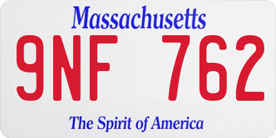 MA license plate 9NF762