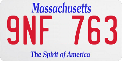 MA license plate 9NF763