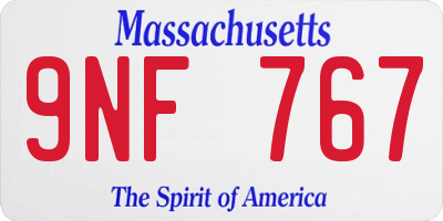 MA license plate 9NF767