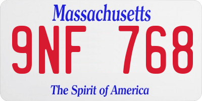 MA license plate 9NF768