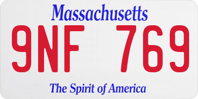 MA license plate 9NF769
