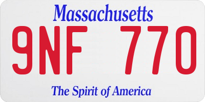 MA license plate 9NF770