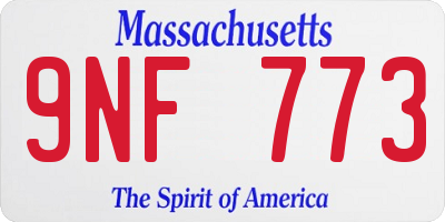MA license plate 9NF773