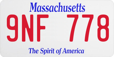 MA license plate 9NF778