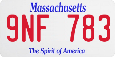MA license plate 9NF783
