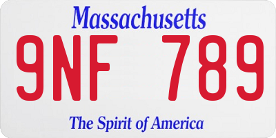 MA license plate 9NF789