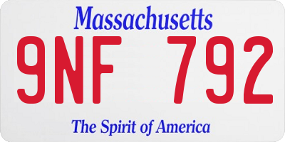 MA license plate 9NF792