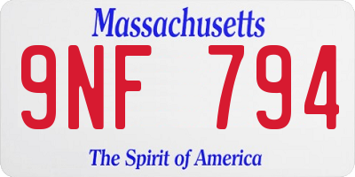 MA license plate 9NF794