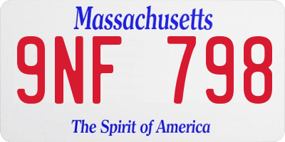 MA license plate 9NF798