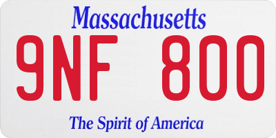 MA license plate 9NF800