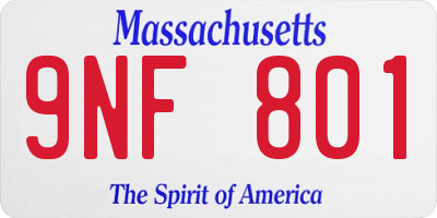 MA license plate 9NF801
