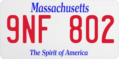 MA license plate 9NF802