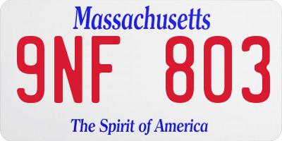 MA license plate 9NF803