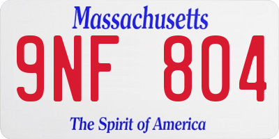 MA license plate 9NF804