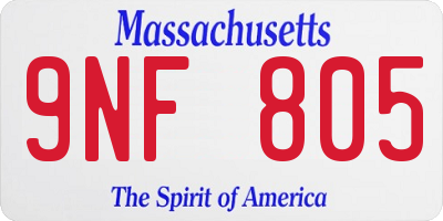 MA license plate 9NF805