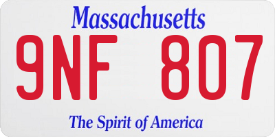 MA license plate 9NF807