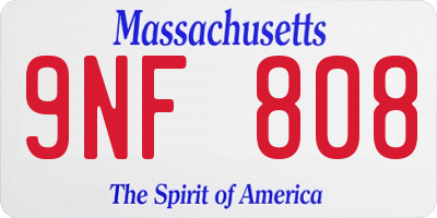 MA license plate 9NF808