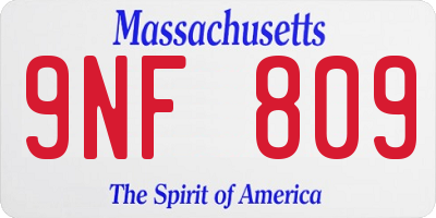 MA license plate 9NF809