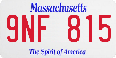 MA license plate 9NF815