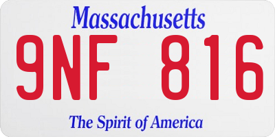 MA license plate 9NF816