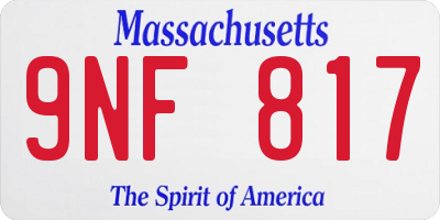 MA license plate 9NF817