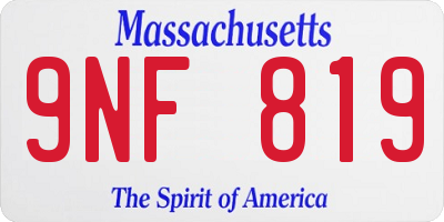 MA license plate 9NF819