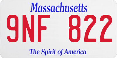 MA license plate 9NF822