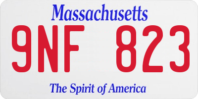 MA license plate 9NF823