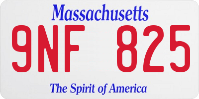 MA license plate 9NF825
