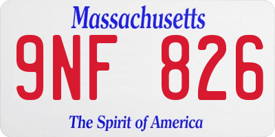 MA license plate 9NF826