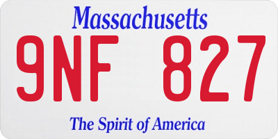 MA license plate 9NF827