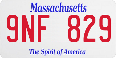 MA license plate 9NF829