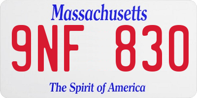 MA license plate 9NF830