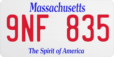 MA license plate 9NF835