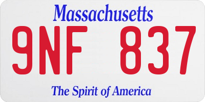 MA license plate 9NF837