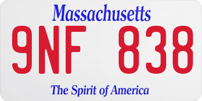 MA license plate 9NF838