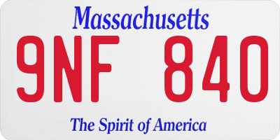 MA license plate 9NF840