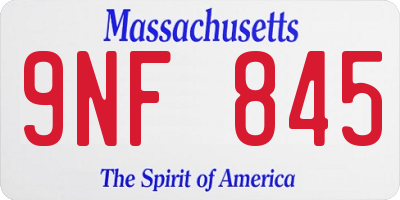 MA license plate 9NF845