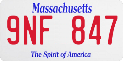 MA license plate 9NF847