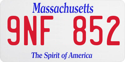 MA license plate 9NF852