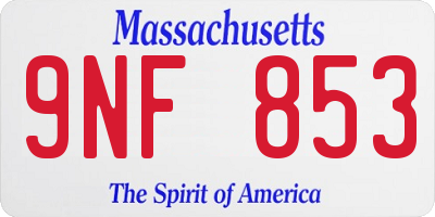 MA license plate 9NF853