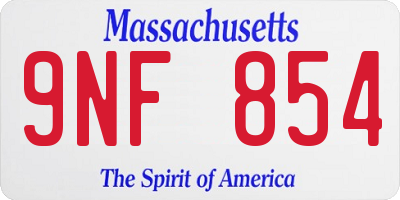 MA license plate 9NF854