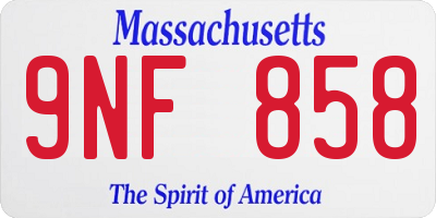 MA license plate 9NF858