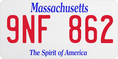 MA license plate 9NF862