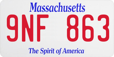 MA license plate 9NF863