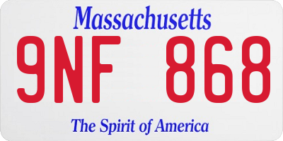 MA license plate 9NF868