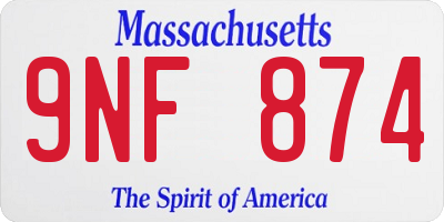 MA license plate 9NF874