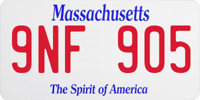 MA license plate 9NF905