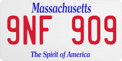 MA license plate 9NF909