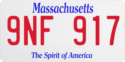 MA license plate 9NF917